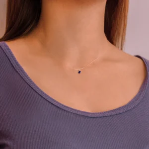 Colar de Prata Nylon Ponto de Luz Redondo 5mm Safira