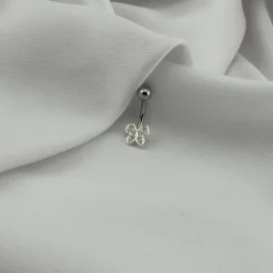 Piercing Umbigo Prata Borboleta Zirconia Cristal
