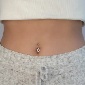 Piercing Umbigo Prata Gota Vazada Zirconia Cristal