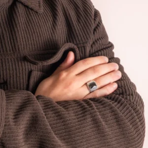 Anel Masculino Pedra Preta Comendador