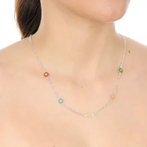 Colar Flores Coloridas Resinadas