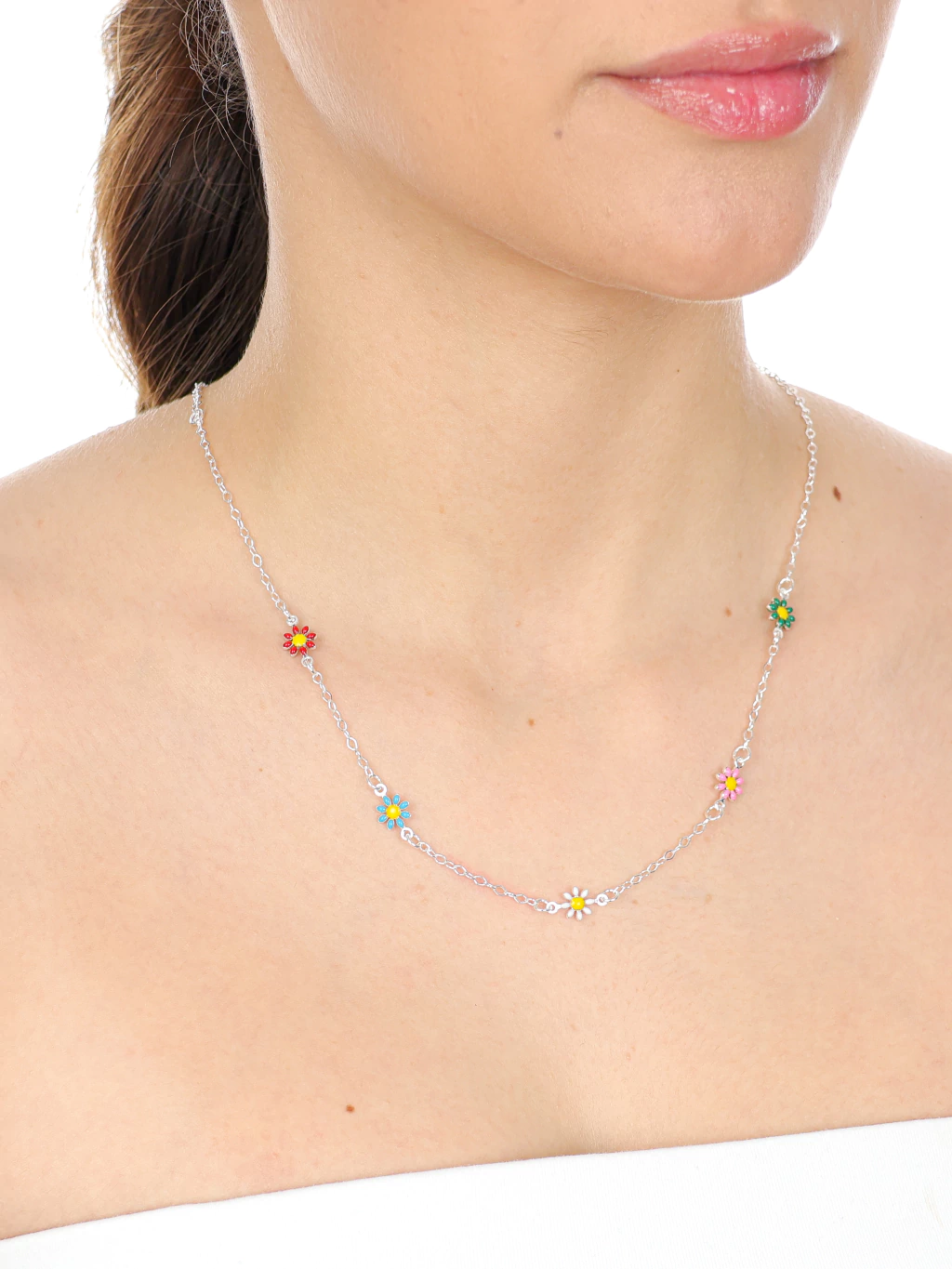 Colar Flores Coloridas Resinadas