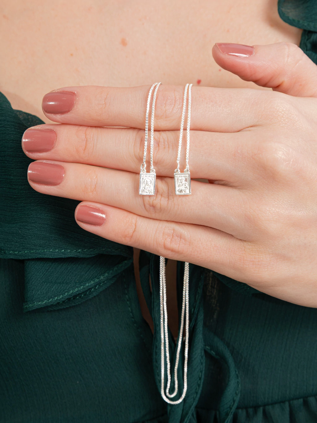 Escapulário Nossa Senhora do Carmo e Sagrado Coração de Jesus Mini