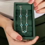 Pulseira Infantil de Prata 925 com Zircônias Azuis