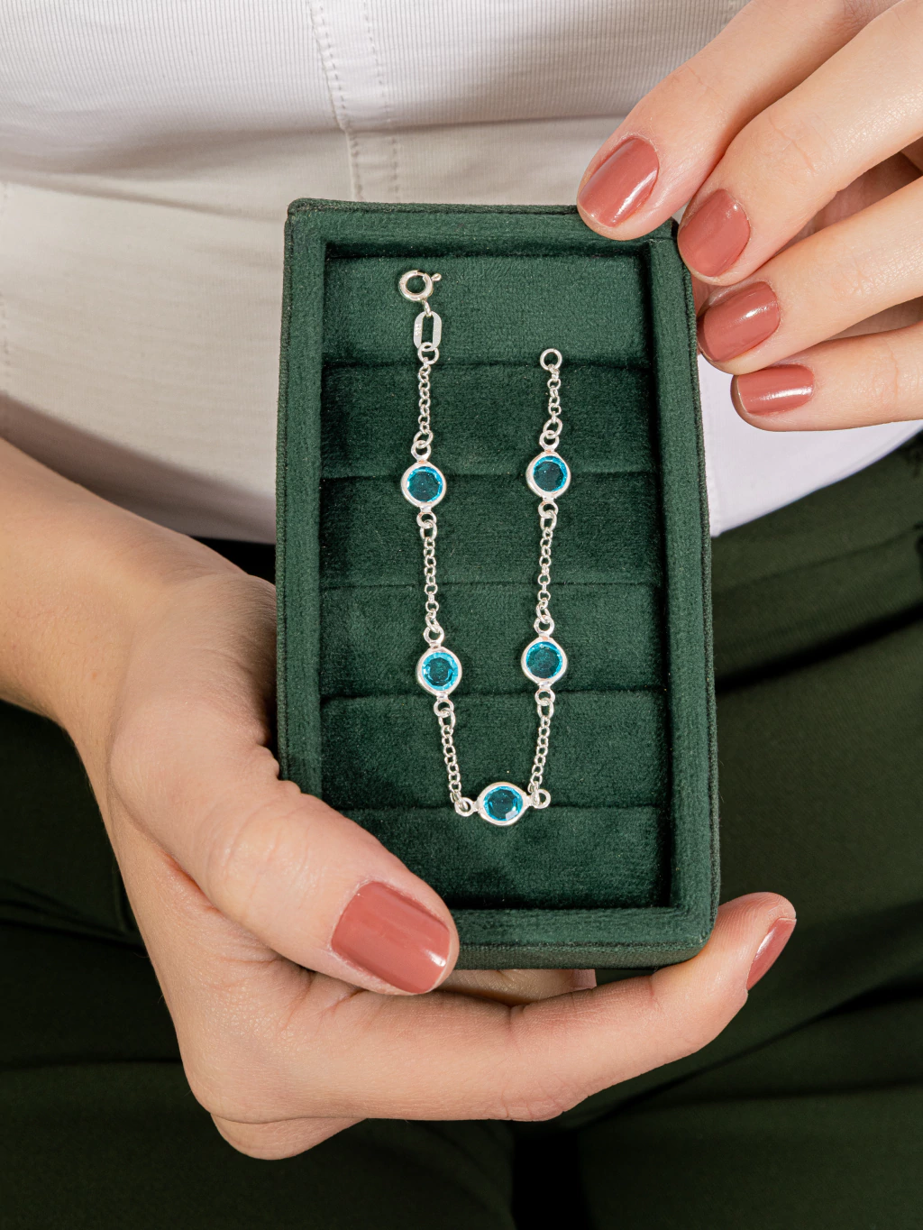 Pulseira Infantil Zircônias Azuis