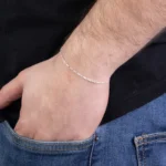Pulseira Masculina de Prata 925 Elo Cadeado