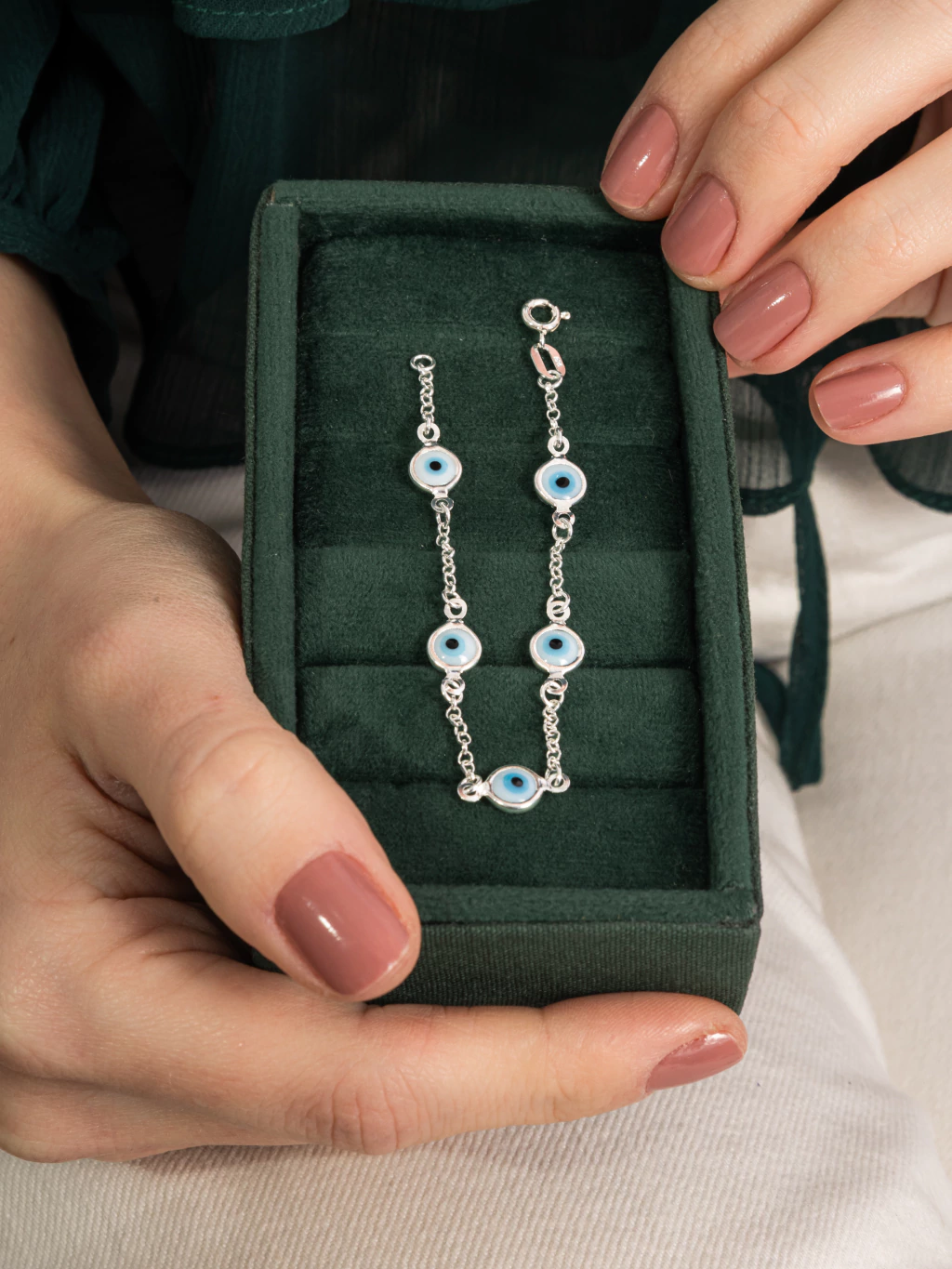 Pulseira Infantil Olho Grego Branco