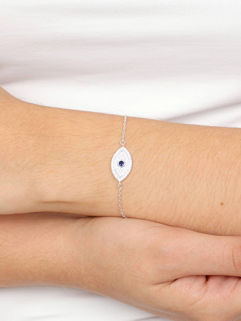 Pulseira Olho Grego Grande Cravejado com Zircônias