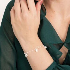 Pulseira Zircônias Redondas Penduradas Brancas