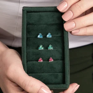 Trio de Brincos Triângulos Coloridos