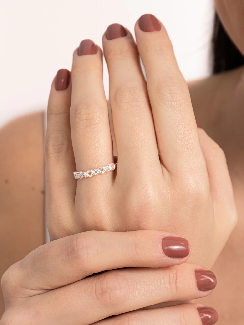 Anel Mini Corações Cravejados II