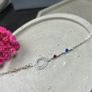 Pulseira de Prata 925 Círculo Vazado com Zircônias Coloridas