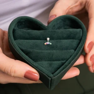 Piercing Haste Curvada com Zircônias Coloridas