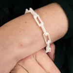 Pulseira de Prata 925 Renda Italiana com Elos Retangulares