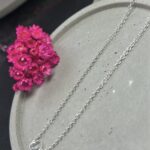 Tornozeleira de Prata 925 Ponto de Luz Coração Branco