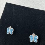 Brinco de Prata 925 Borboleta Resinada Infantil Azul