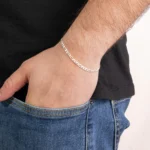 Pulseira Masculina de Prata 925 Elos 3x1 3mm