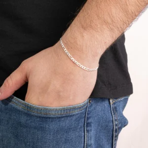 Pulseira Masculina de Prata 925 Elos 3x1 3mm
