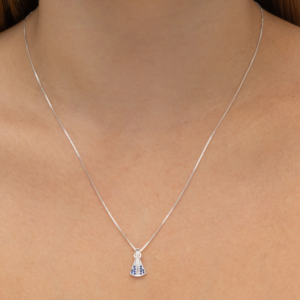 Colar de Prata 925 Nossa Senhora com Zircônias Azuis