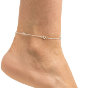 Tornozeleira de Prata 925 Com Mini Estrelas de Zircônias