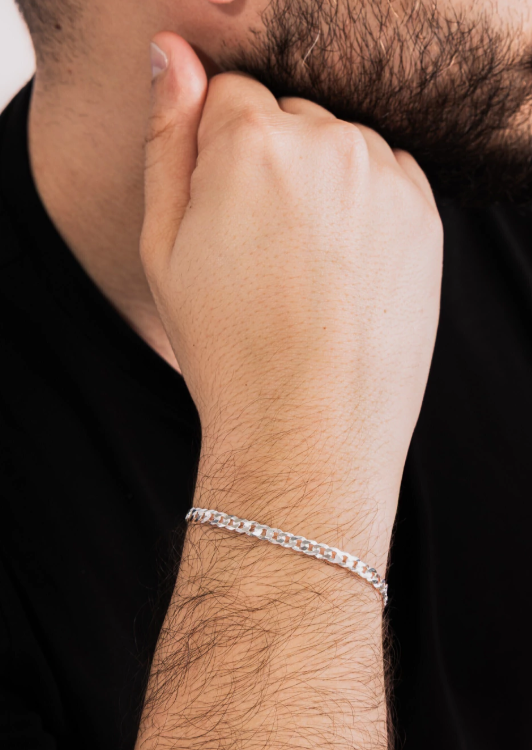 Pulseira Masculina de Prata 925 Elos Grumet 4mm