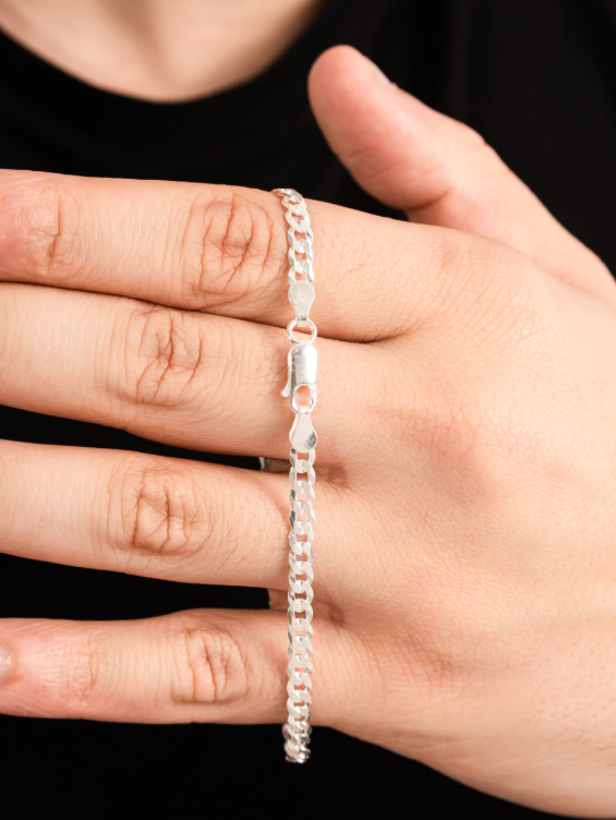Pulseira Masculina de Prata 925 Elos Grumet 4mm - Imagem 3