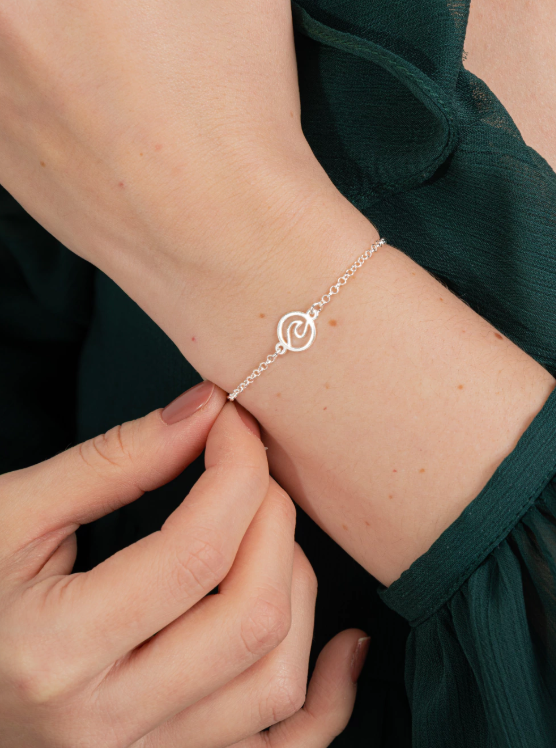 Pulseira de Prata 925 Onda Com Circulo Central - Imagem 2
