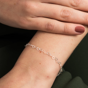 Pulseira de Prata 925 Mini Coracoes