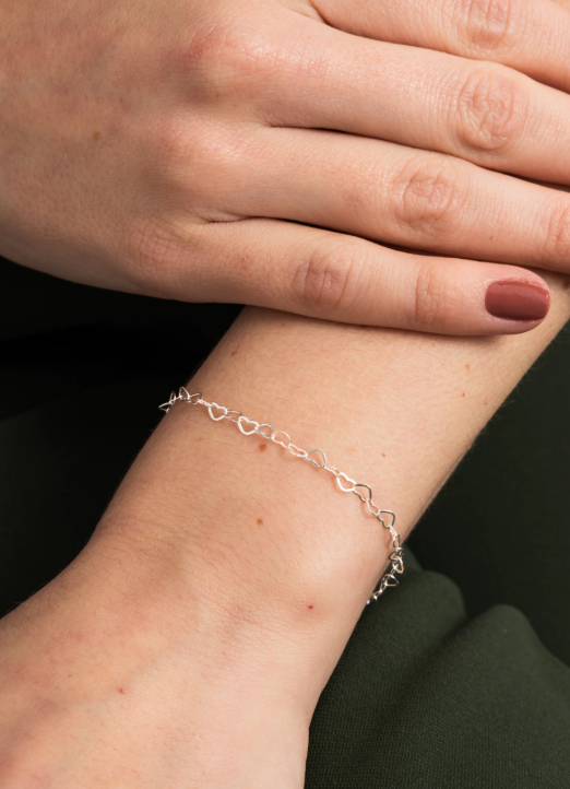 Pulseira de Prata 925 Mini Coracoes