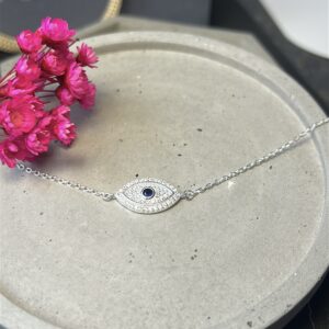 Pulseira de Prata 925 Olho Grego Cravejado com Zircônias