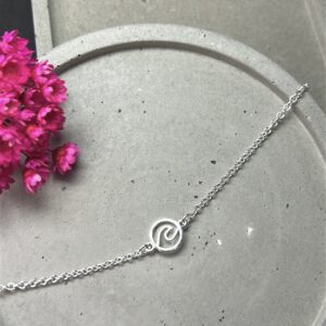 Pulseira de Prata 925 Onda Com Circulo Central