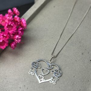 Colar de Prata 925 Coração e Meninos