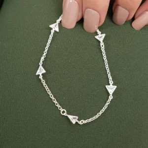 Pulseira de Prata 925 Triângulos Zircônias Brancas