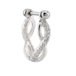 Piercing de Prata 925 Zircônia Cristal Entrelaçado para Furo Conch