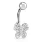 Piercing de Prata 925 para Umbigo Borboleta com Zircônia Cristal