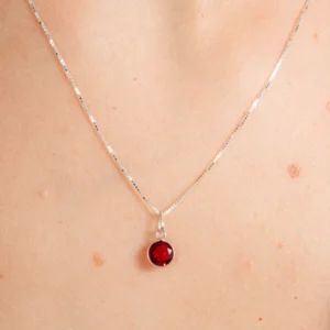 Conjunto De Prata 925 Ponto De Luz Zircônia Vermelho