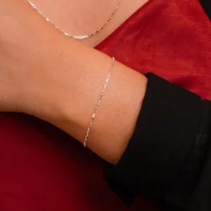 Pulseira Italiana de Prata 925 Cartier Diamantada 17cm 1,2mm