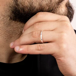Anel de Prata 950 Aliança Masculina