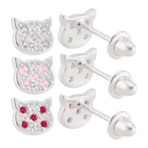 Brinco de Prata 925 Infantil Gatinho
