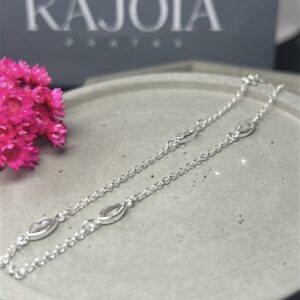 Tornozeleira de Prata 925 Zircônias Ovais
