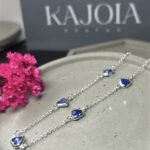 Tornozeleira de Prata 925 Corações Azuis