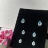Trio de Brincos de Prata 925 Gota Azul Claro com Zircônias Brancas em Volta
