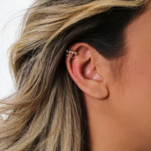 Outlet Piercing de Prata 925 – 2 Fios com Bolinhas