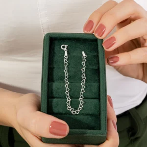 Pulseira de Prata 925 Infantil Elos Corações